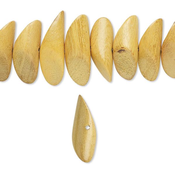 Bead, wood (waxed), 26x9mm hand-cut sliced tube. Sold per 15" to 16" strand. image number 0