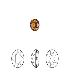 Fancy stone 1pkg4 dark orange (HICT) foil back, Crystal Passions® 8x6mm oval 4120