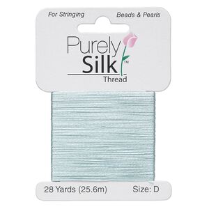 Thread, Purely Silk™, pale green, size D. Sold per 28-yard card.
