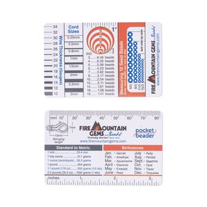 Reference card, pocket beader, paper and plastic, multicolored, 3-3/8 x 2-1/8 inch rectangle. Sold per pkg of 10.