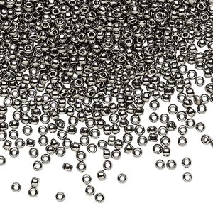 Seed bead, TOHO BEADS®, glass, pkg/50g, #11 round, opaque nickel-plated nickel (TR-11-711).