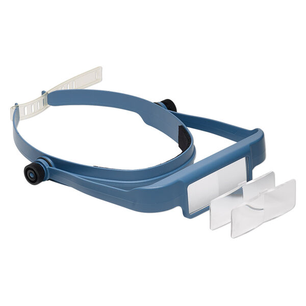 Optisight head magnifier, plastic / acrylic / foam / silicone, blue / black / clear, 1.75x to 2.5x power. Sold individually. image number 0