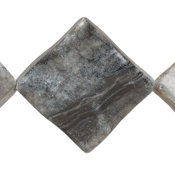 Marble 1pkg1, carved flat diamond bead natural, 15 inch 33-34mm image number 0