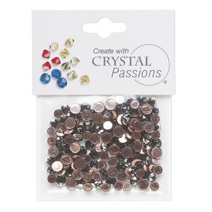 Flat back mix 1pkg144 black diamond, Crystal Passions&reg; rhinestone 3.80-4.80mm hotfix framed round SS16 / SS20