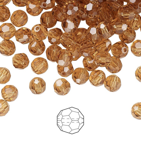 Bead 576pk light Colorado topaz, Preciosa Czech crystal 5mm round image number 0