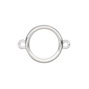 Link, Almost Instant Jewelry®, sterling silver, 18.5mm round with open back and 16mm rivoli setting. Sold individually.