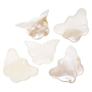Focal, mother-of-pearl shell (natural), 53x33mm-54x37mm butterfly, Mohs hardness 3-1/2. Sold per pkg of 5.