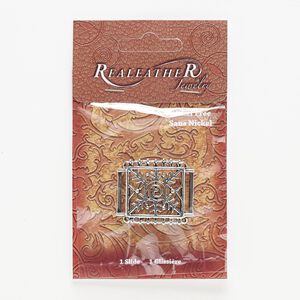 Slide, antiqued silver-finished "pewter" (zinc-based alloy), 36x31mm rectangle with snowflake design. Sold individually.