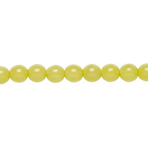 Bead, Czech dipped décor glass druk, mint, 6mm round. Sold per 15-1/2" to 16" strand.
