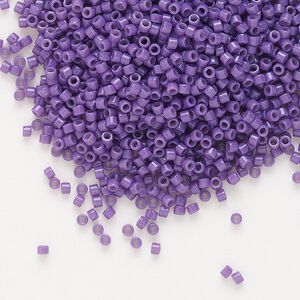 Seed bead, Delica®, glass, pkg/250g, #11 round, Duracoat® opaque outside dyed deep purple (DB-2140).