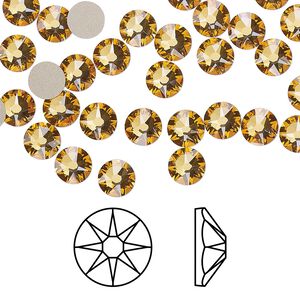 Flat back 144pk golden topaz foil back, Crystal Passions® 4.6-4.8mm rose round SS20 2088