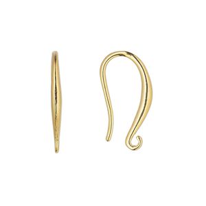 Ear wire fishhook 1pkg100 gold-plated, 18mm / open loop, 19 gauge brass 50 pair