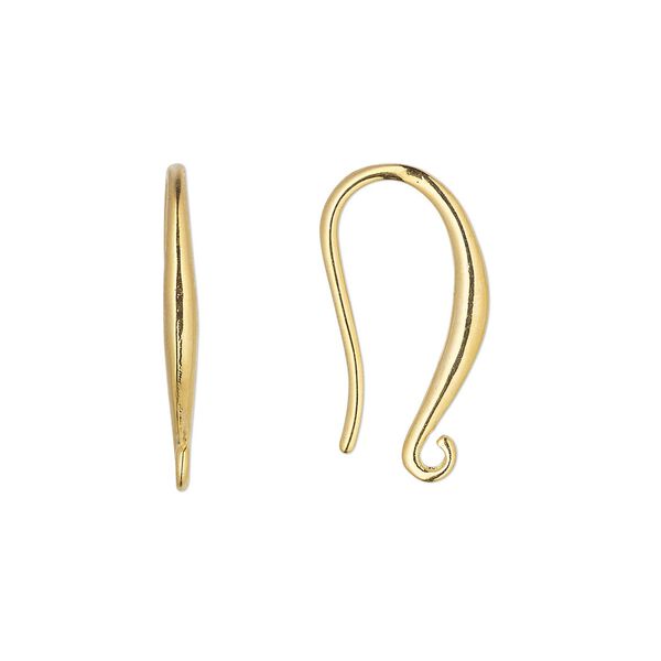 Ear wire fishhook 1pkg100 gold-plated, 18mm / open loop, 19 gauge brass 50 pair image number 0