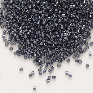 Seed bead, Delica®, glass, pkg/250g, #11 round, opaque nickel-plated dyed color gunmetal (DB-0453).