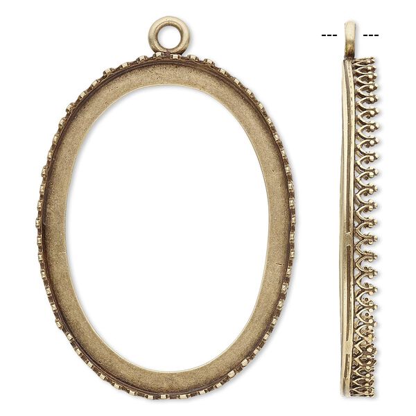 Focal, JBB Findings, antiqued brass, 42x32mm oval with decorative trim, 40x30mm oval bezel setting. Sold individually. image number 0