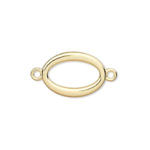 Link, gold-finished "pewter" (zinc-based alloy), 18x13mm double-sided open oval. Sold per pkg of 8.