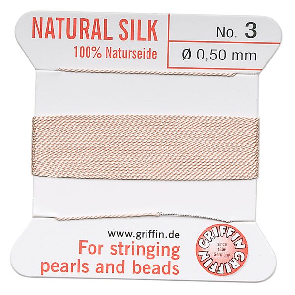 Thread, Griffin, silk, light pink, size #3. Sold per 2-meter card (approximately 78 inches). image number 0