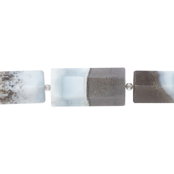 Bead, blue-grey Peruvian opal (natural), 9x4mm-22x9mm graduated 5-sided tube, B grade, Mohs hardness 5 to 6-1/2. Sold per pkg of 10. image number 0
