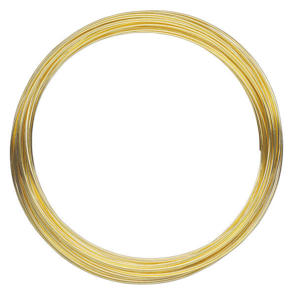 Memory wire, Beadalon®, gold-plated carbon steel, 2-3/4-inch round bracelet, 0.65mm thick. Sold per 1-ounce pkg, approximately 56 loops. image number 0