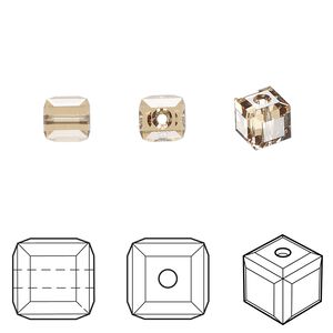 Bead 48pk light Colorado topaz, Crystal Passions® 6mm cube 5601