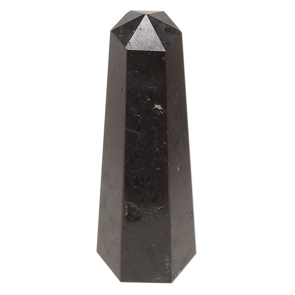 Black tourmaline 1pkg1, hand-cut undrilled 6-sided point tower gift natural 2.5x0.75 to 3x1 inch image number 0