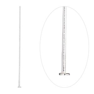 Head pin, sterling silver, 1-1/2 inches, 24 gauge. Sold per pkg of 100.