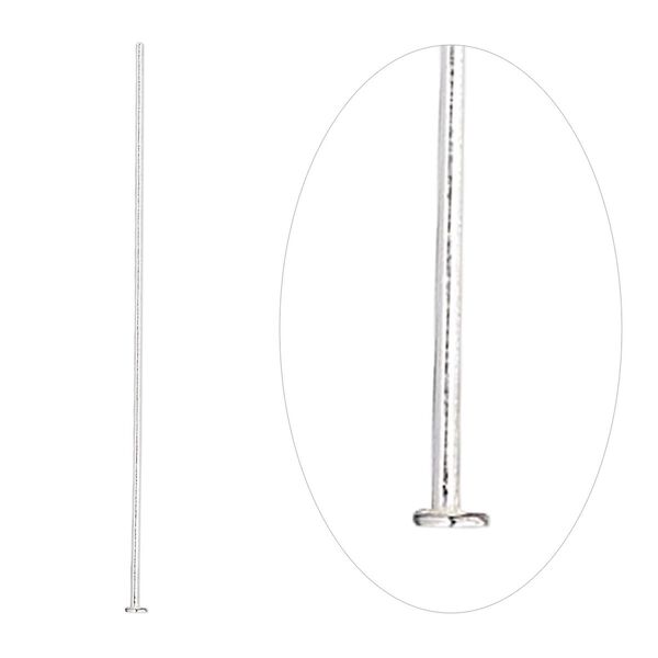Head pin, sterling silver, 1-1/2 inches, 24 gauge. Sold per pkg of 100. image number 0