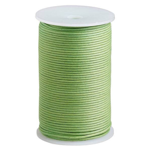 Cord, waxed cotton, lime, 2mm, 50+ pound test. Sold per 100-meter spool. image number 0