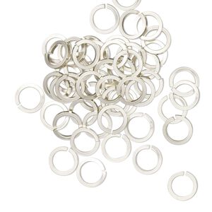 Jump ring, copper / zinc / nickel, nickel silver, 6mm hand-cut round square wire, 4.2mm inside diameter, 19 gauge. Sold per pkg of 50.