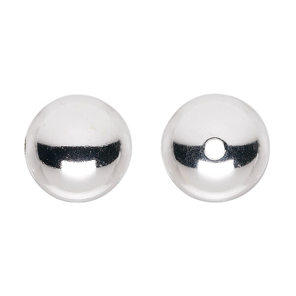 Bead, sterling silver, 16mm seamless smooth round. Sold per pkg of 6. image number 0
