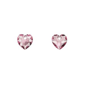 Drop 4pk rose, Crystal Passions® 8mm pendant heart cut 6432