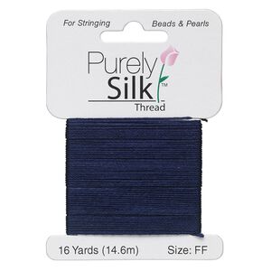 Thread, Purely Silk™, navy blue, size FF. Sold per 16-yard card.