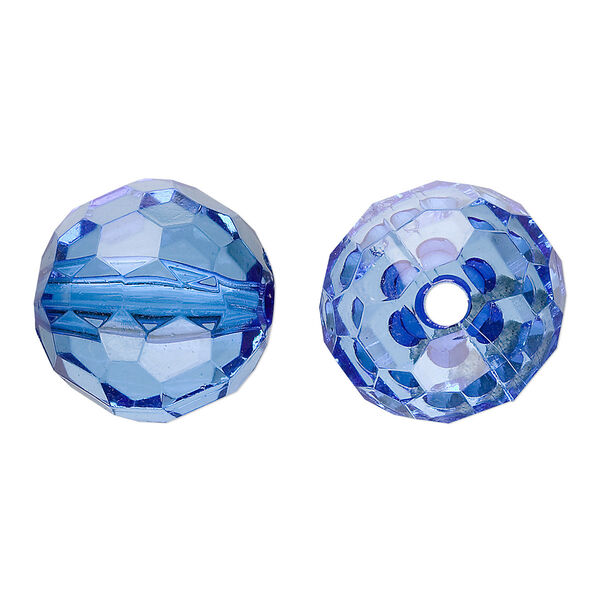 Bead, acrylic, blue, 20mm faceted round. Sold per 100-gram pkg, approximately 20 beads. image number 0