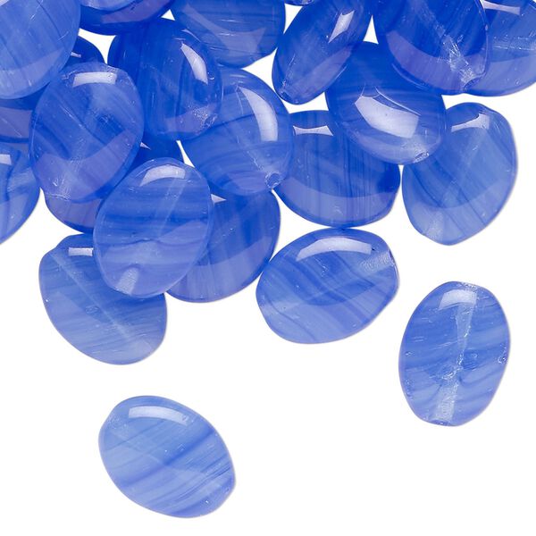 Bead, Czech pressed glass, translucent cobalt blue, 12x9mm puffed oval. Sold per 2-ounce pkg, approximately 80 beads. image number 0