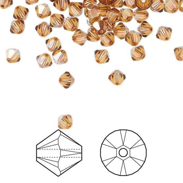 Bead 48pk crystal copper, Crystal Passions® 4mm bicone 5328 image number 0