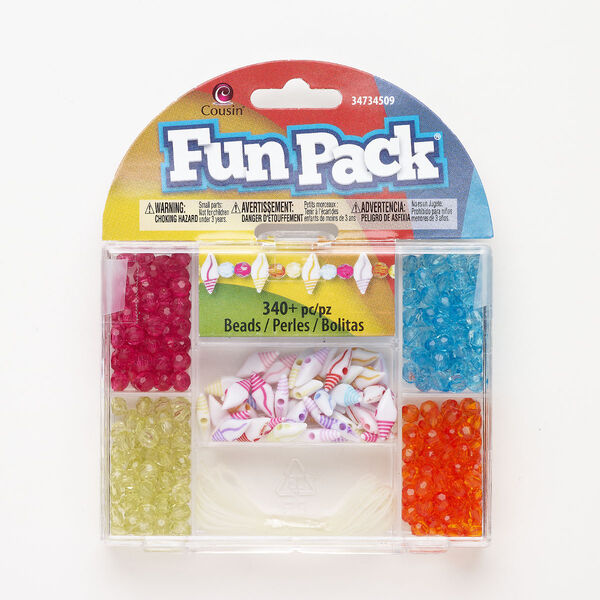 Acrylic 1pkg340, faceted round / shell bead mix mixed colors 6mm / 16x7mm image number 0