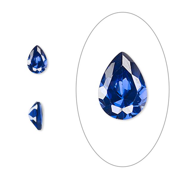 Gem, cubic zirconia, spinel blue, 7x5mm faceted pear, Mohs hardness 8-1/2. Sold per pkg of 2. image number 0