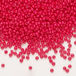 Seed bead, Preciosa Ornela Czech glass, pkg/50g, #11 rocaille, opaque terra intensive dyed red chalkwhite, (16A98).