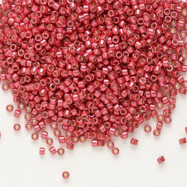 Seed bead, Delica®, glass, pkg/7.5g, #11 round, Duracoat® opaque galvanized light cranberry (DB-1841). image number 0