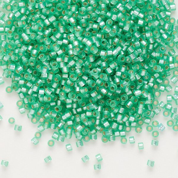 Seed bead, Delica®, glass, pkg/50g, #11 round, translucent semi-matte silver-lined mint green (DB-0691). image number 0