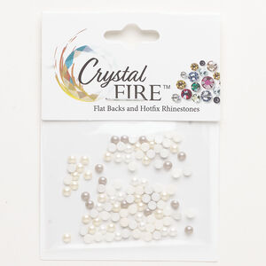Flat back crystal pearl mix 1pkg100, cream / grey / white foil back, Crystal FIRE®, 2.70-2.90mm round SS10