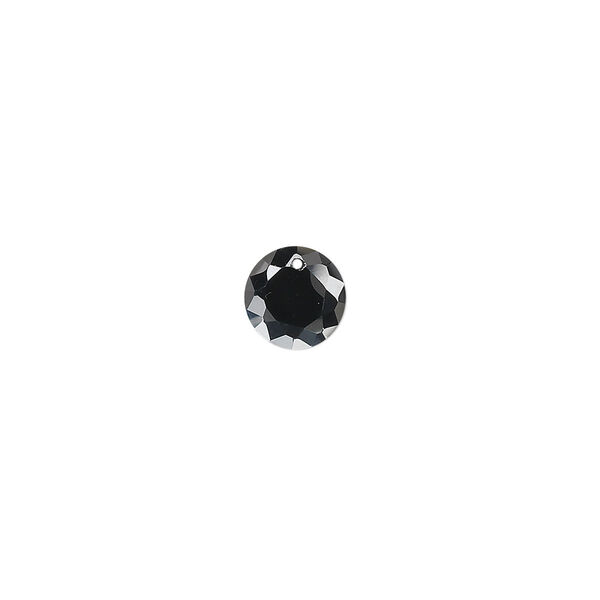 Drop, cubic zirconia, black, 8mm hand-faceted round, Mohs hardness 8-1/2. Sold per pkg of 8. image number 0