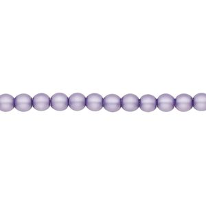Bead, Czech pearl-coated glass druk, opaque matte lavender, 4mm round. Sold per 15-1/2" to 16" strand.