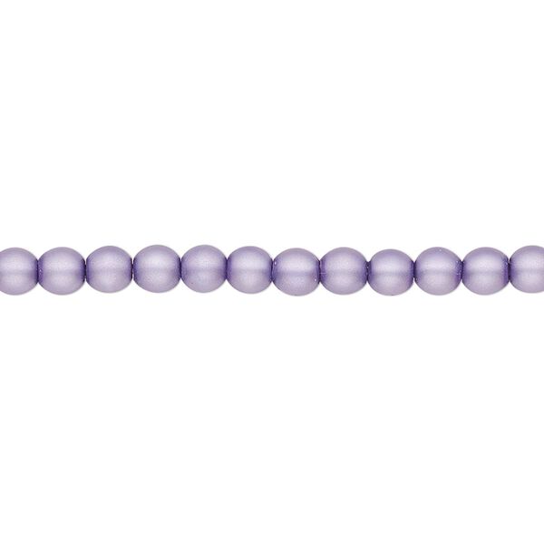 Bead, Czech pearl-coated glass druk, opaque matte lavender, 4mm round. Sold per 15-1/2" to 16" strand. image number 0