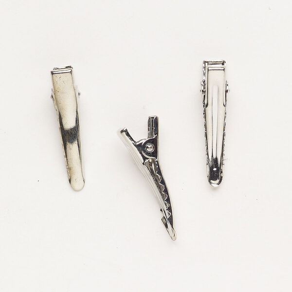 Clasp alligator clip 1pkg3, 29x6mm silver-finished steel image number 0