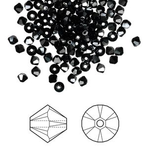 Bead 144pk jet hematite, Crystal Passions® 3mm bicone 5328