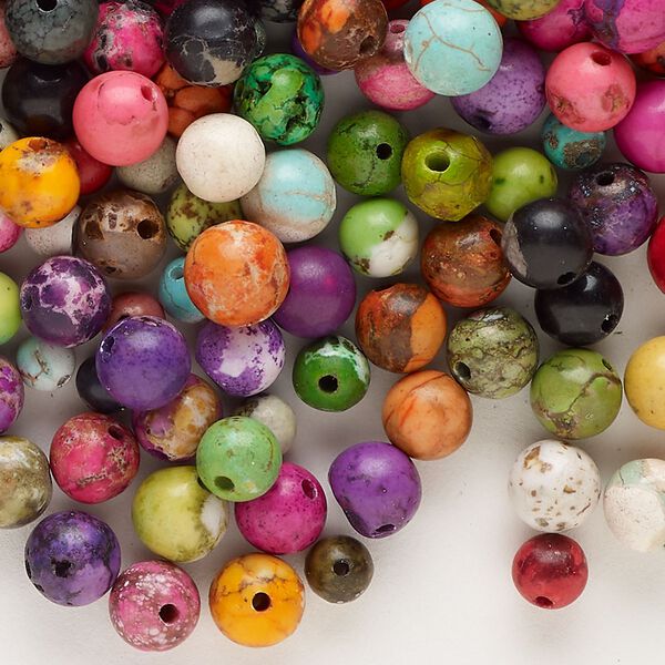 Magnesite 1pkg1, round bead 4 oz mix 5-7mm image number 0