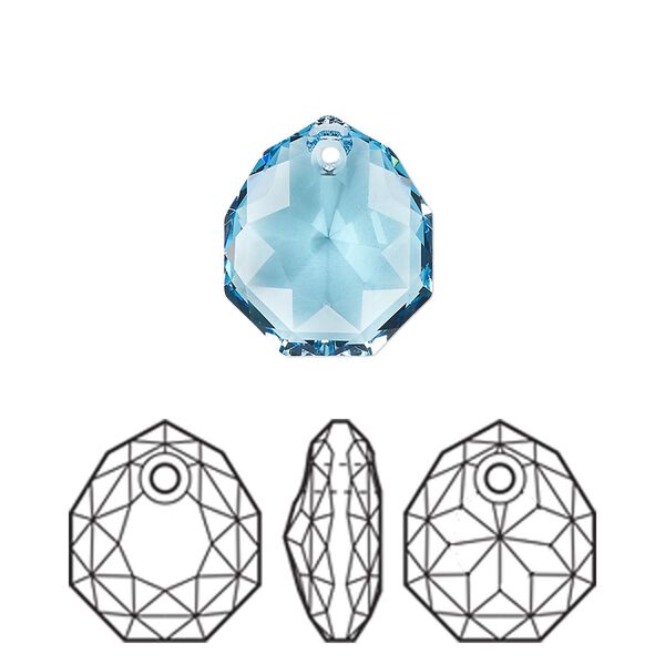 Drop 1pk aquamarine, Crystal Passions® 16x13.5mm pendant majestic 6436 image number 0