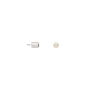 Cord cap, glue-in, silver-finished brass, 4x3mm, 2.1mm inside diameter. Sold per pkg of 6.