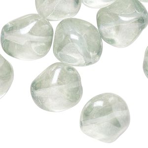 Bead, glass, translucent pale green, medium nugget. Sold per 2-ounce pkg, approximately 15 beads.